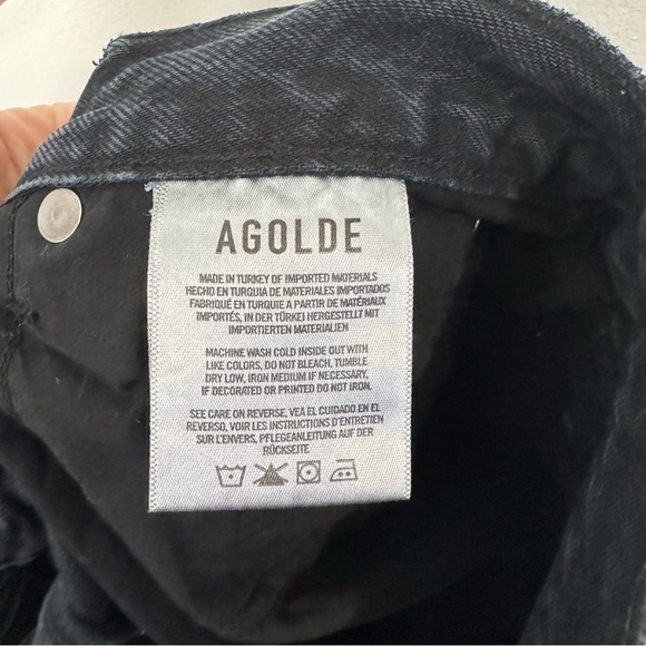 AGOLDE Black Jaime Jeans Button Fly Organic Cotton Size 32 Frayed Hem - Picture 8 of 9